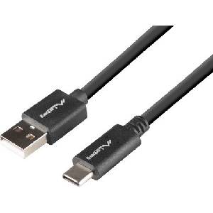 Lanberg Кабел Lanberg USB-C(M) -> USB-A(M) 2.0 cable 1m QC, black BOX (CA-USBO-15CU-0010-BK) - cybertrade