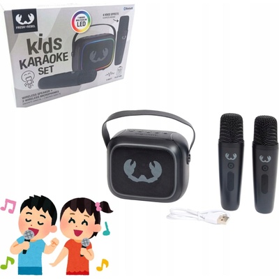 KARAOKE SADA LED BLUETOOTH BEZDRÁTOVÁ 2 MIKROFONY REPRODUKTOR PRO DĚTI
