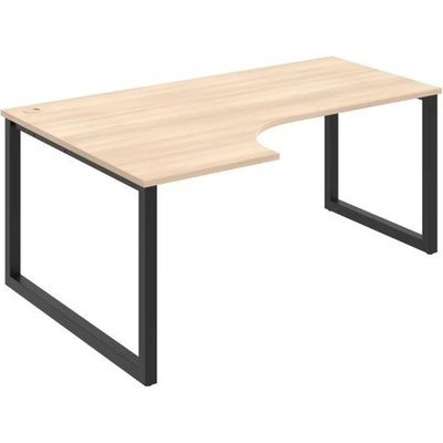 Hobis Pracovný stôl UNI O, ergo, pravý, 180 x 75,5 x 120 cm, agát/čierna