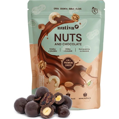 NUTIVA Zmes orechov a brusníc v horkej čokoláde 300 g