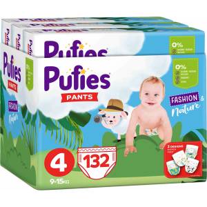 pufies Пелени гащи Pufies Fashion - Размер 4, 132 броя, 9-15 kg, 3 х Maxi Pack (54000198) - ozone