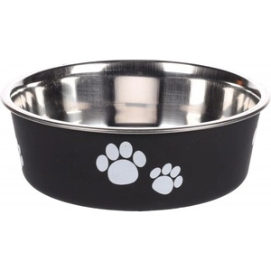 Duvoplus Flamingo Feeding and drinking bowl Kena Round Black Silver - иноксова купа за вода или храна - ЧЕРНА - размер Ø14 см / 450 мл, Белгия - 1030929