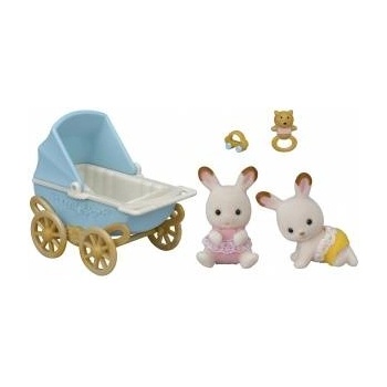 EPOCH Sylvanian Families | Baby cart with Rabbits with Chocolate Ears 5432