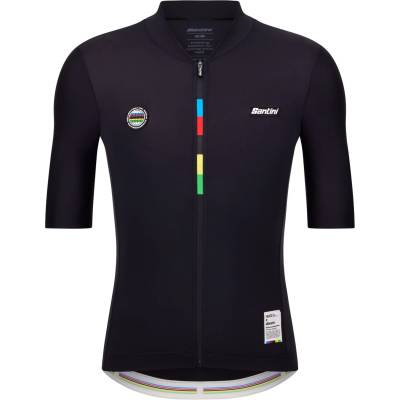 Santini Фланелка с къс ръкав за колоездене Santini UCI World Champion Jersey Mondo Cycling jersey - Nero (056-3882-0213)