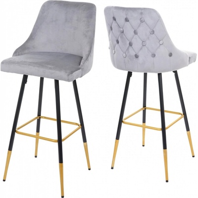Design-Shop v retro štýle E70 čierna / zlatá / zamat Sivá 2 ks