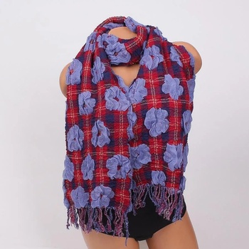 Image 1 of Кариран дамски топъл шал с цветя