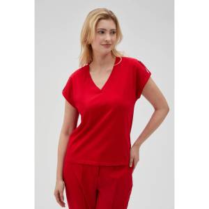 Moodo Червена дамска тениска Moodo Moodo | Cherven | ЖЕНИ | XS - zoot - 35,42 лв