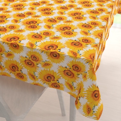 Biante Dekorační obdélníkový ubrus PML-102 Slunečnice na bílém 100x140 cm