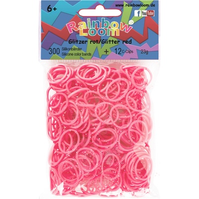 Rainbow loom červené trblietavé originálne gumičky 300 kusov