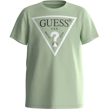 Image 1 of GUESS Бледо зелена тениска с къс ръкав за мини момче с бяло лого Guess