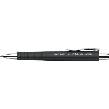 Faber-Castell Химикалка, 0, 7 мм, с бутон, черно перо, FABER-CASTELL "Poly Ball", синя 241199 (241199)