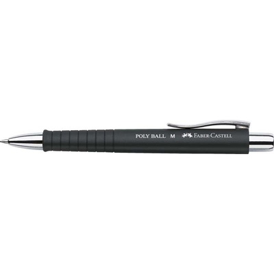 Faber-Castell Химикалка, 0, 7 мм, с бутон, черно перо, FABER-CASTELL "Poly Ball", синя 241199 (241199)