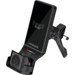 Promate Безжична стойка за кола ProMate, MagDrive-Trio. Black 3-in-1 Wireless Car Charging station w/ 15W MagSafe Compatible Charger, 3.5W Apple Watch Charger and 4.5W AirPods Charger - Черна