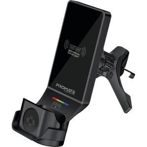 Promate Безжична стойка за кола ProMate, MagDrive-Trio. Black 3-in-1 Wireless Car Charging station w/ 15W MagSafe Compatible Charger, 3.5W Apple Watch Charger and 4.5W AirPods Charger - Черна