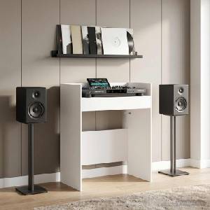 vidaXL DJ маса Бяло 62 x 45 x 102 см Инженерна дървесина (8006756)