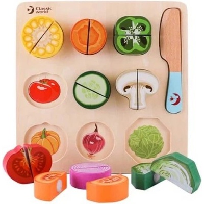 Classic World Детски дървен 3d пъзел - рязане на зеленчуци