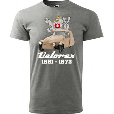 Maverprint Retro tričko Velorex 1951–1973 legenda československých ciest Tmavosivý melír