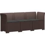 vidaXL Пейка за градина с Cushions във вид на ратан ПП Кафяво (3443823)