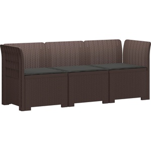 vidaXL Пейка за градина с Cushions във вид на ратан ПП Кафяво (3443823)