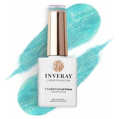 Inveray UV/LED Gél lak N°309 Lagoon trblietavý lagúnovo modrý 10 ml