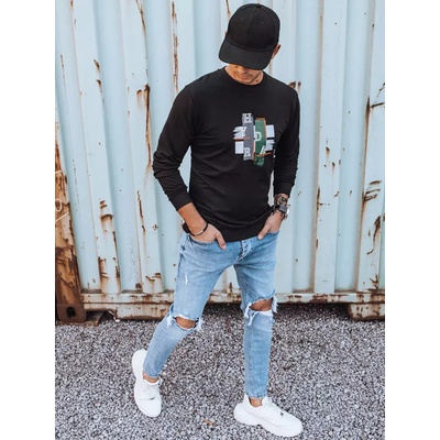 DStreet Black men's sweatshirt with print BX5352 čierna