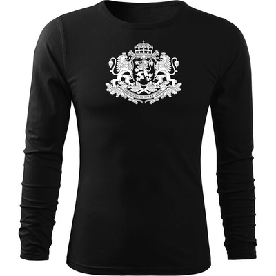 DRAGOWA fit-t Тениска с дълъг ръкав Герб на България, черна (37420)