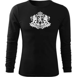 DRAGOWA fit-t Тениска с дълъг ръкав Герб на България, черна (37420)