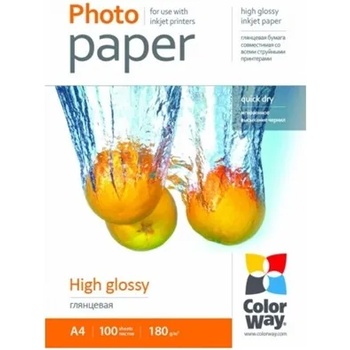 ColorWay Фотохартия, високо гланцова, 180 g/m2, A4, 100 листа PG180100A4 (PG180100A4)
