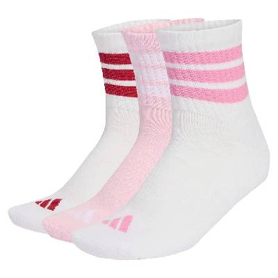 Чорапи Adidas 3 Stripes Cushioned Sportswear Mid Cut socks 3 units - White / Pink (White / Clear Pink / Active Maroon)