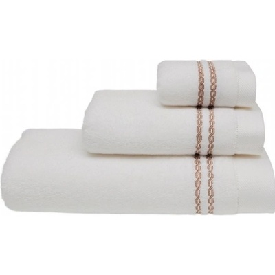Soft Cotton malý uterák Chaine 30 x 50 cm biela / béžová výšivka