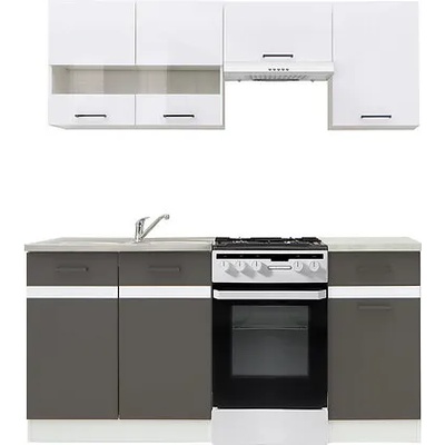 Black Red White Кухня Junona Line - бял гланц / волфрам сиво - 170 см (K24-JUNONA_MODUL/170-BI/BIP/SZW/BNG)