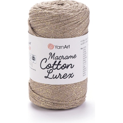 Yarn Art Macrame Cotton Lurex 735 béžová se zlatou nitkou