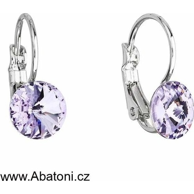 Swarovski Elements Rivoli vlepený krystal Dětské Ocelové náušnice visací fialové kulaté 51031.3 Violet fialová velmi světlá lila