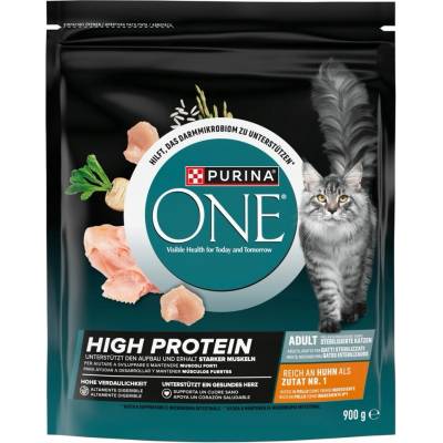 PURINA ONE High Protein Krmivo pre dospelé mačky bohaté na kuracie mäso 0,9 kg