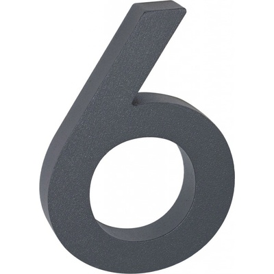 Domové číslo 3D „6“, 100 mm, hliník, matný antracit, RN.100LV.6.AL.AM.3D