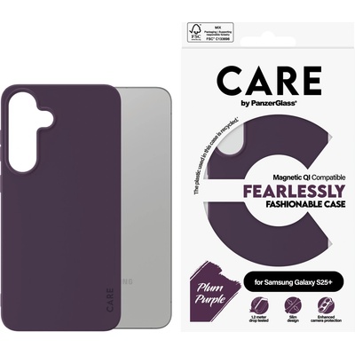 Panzer Гръб Care by PanzerGlass за Samsung Galaxy S25 Plus, Fashionable Case, Plum Purple, QI Compatible, Лилав