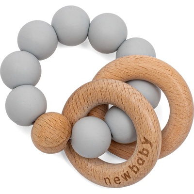 New Baby detské silikon hryzátko s guličkami sivá