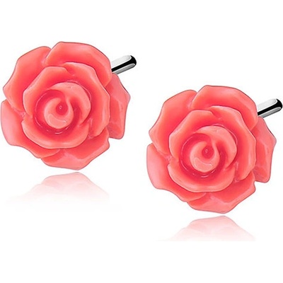 Lunica stříbrné náušnice ORANŽOVÝ KVĚT 0042