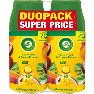 Air Wick Freshmatic Passion Fruit & Tropical Mango ароматизатор за въздух пълнител с аромат DUO 2x250ml