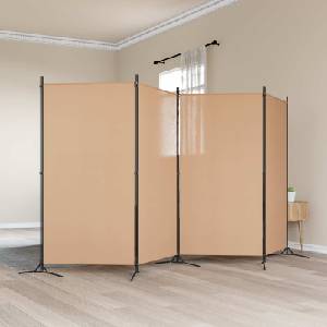 vidaXL 4-панелна преграда Бежово 346 x 180 cm Текстил (42039228)