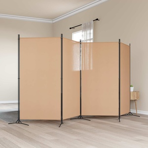 vidaXL 4-панелна преграда Бежово 346 x 180 cm Текстил (42039228)
