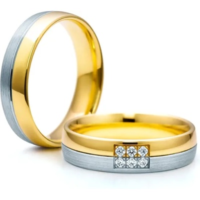 SAVICKI Сватбени халки: двуцветно злато, полукръгъл профил. 5 мм