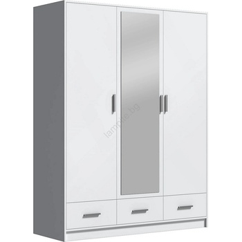 EMS Гардероб SANNA 150x215 см с огледало, бял (MT0052)