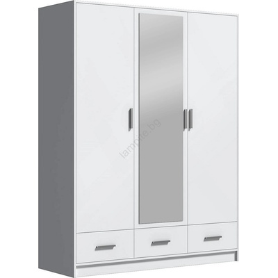 EMS Гардероб SANNA 150x215 см с огледало, бял (MT0052)