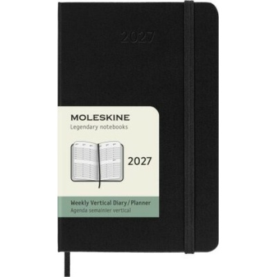 Moleskine 12 Monate Wochenkalender 2027, Pocket/A6, 1 Wo = 2 Seiten, vertikal, fester Einband, Schwarz