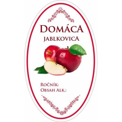 Samolepky na fľašu Domáca Jablkovica oválne biele 16 ks