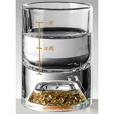 HARAHU Кристална чаша с мерителна линия - Златен / Тип2 / 50ml KP35422 (35422)