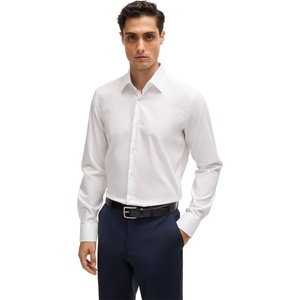 HUGO BOSS Риза с дълъг ръкав Boss Men's H Hank Kent Long Sleeve Oxford Shirt - White - sportihobi - 121,24 лв