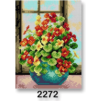 Stoklasa Vyšívací předloha 70246 2272 květiny 3 červeno-zelená 18x24cm