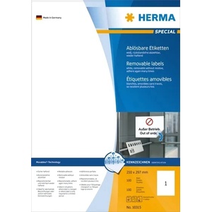 HERMA етикет подвижен 210 x 297 мм, 100 бр (10315)